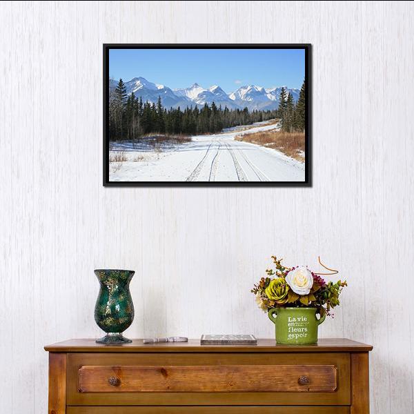 Canadian Rockies Canvas Wall Art-1 Piece-Floating Frame-24" x 16"-Tiaracle