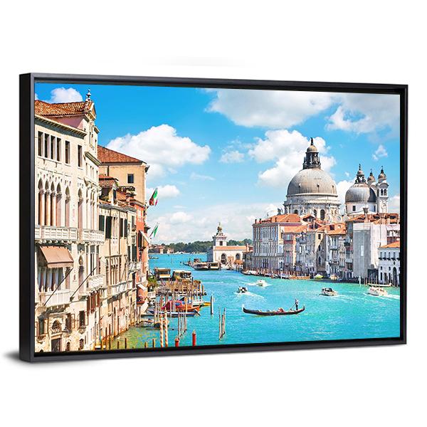 Canal Grande and Basilica di Santa Maria Canvas Wall Art-3 Horizontal-Gallery Wrap-25" x 16"-Tiaracle