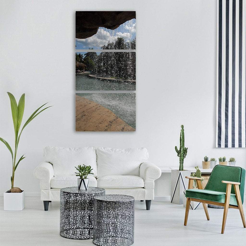 Cancun Pool Area Vertical Canvas Wall Art-3 Vertical-Gallery Wrap-12" x 25"-Tiaracle