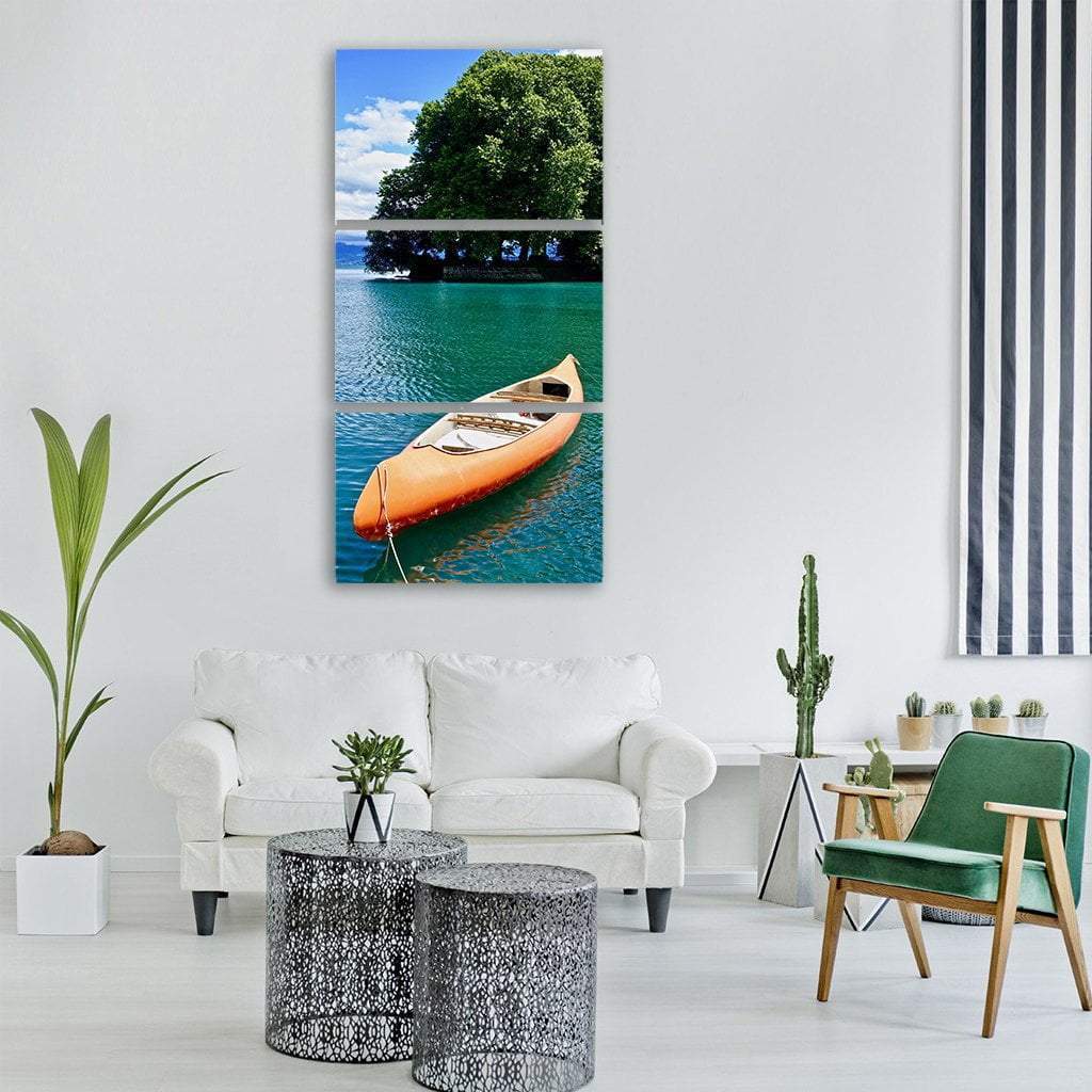 Canoe Paddle Water Craft Adventure In Summer Vertical Canvas Wall Art-3 Vertical-Gallery Wrap-12" x 25"-Tiaracle