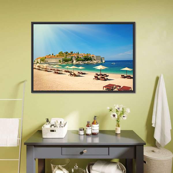 Canvas Chairs On The Beach Canvas Wall Art-3 Horizontal-Gallery Wrap-25" x 16"-Tiaracle