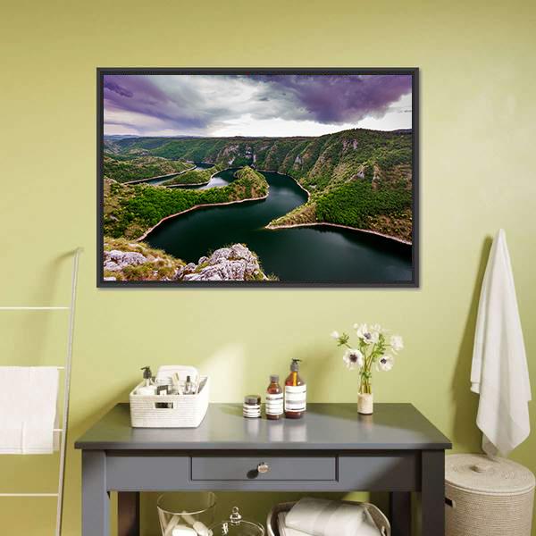 Canyon With Curving River Canvas Wall Art-5 Horizontal-Gallery Wrap-22" x 12"-Tiaracle