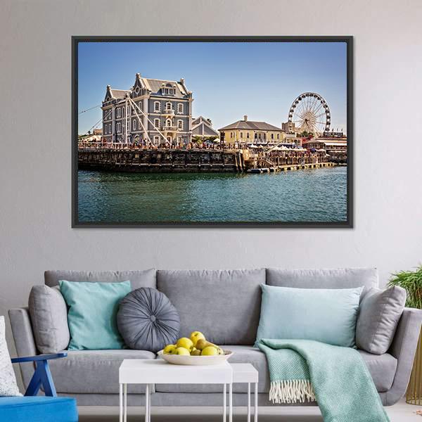 Cape Town Waterfront Canvas Wall Art-1 Piece-Floating Frame-24" x 16"-Tiaracle