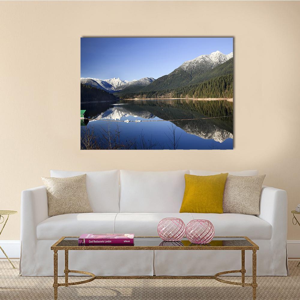 Capilano Reservoir Lake Canvas Wall Art-1 Piece-Gallery Wrap-48" x 32"-Tiaracle