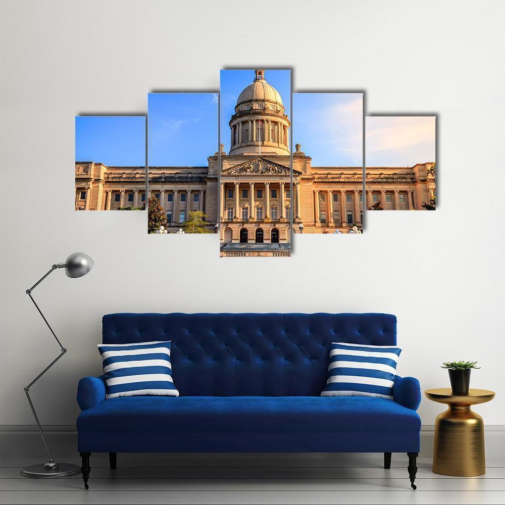 Capitol Building Frankfort Canvas Wall Art-5 Star-Gallery Wrap-62" x 32"-Tiaracle