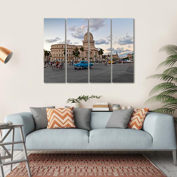 Capitol Building In Havana Canvas Wall Art-4 Horizontal-Gallery Wrap-34" x 24"-Tiaracle