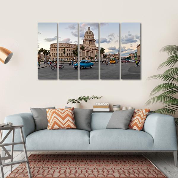 Capitol Building In Havana Canvas Wall Art-5 Horizontal-Gallery Wrap-22" x 12"-Tiaracle
