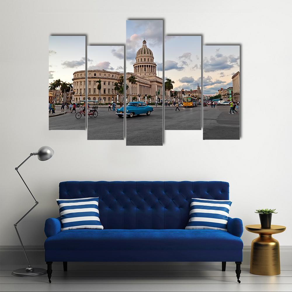 Capitol Building In Havana Canvas Wall Art-5 Pop-Gallery Wrap-47" x 32"-Tiaracle