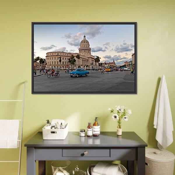 Capitol Building In Havana Canvas Wall Art-3 Horizontal-Gallery Wrap-25" x 16"-Tiaracle