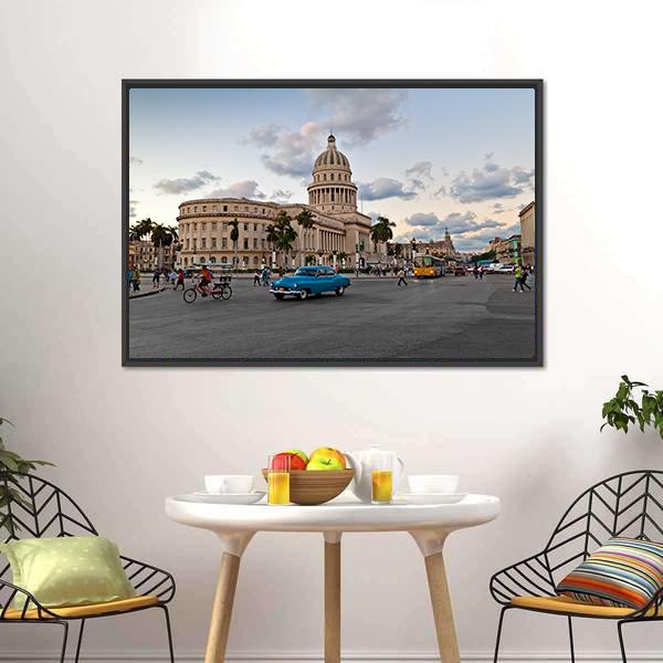 Capitol Building In Havana Canvas Wall Art-3 Horizontal-Gallery Wrap-25" x 16"-Tiaracle
