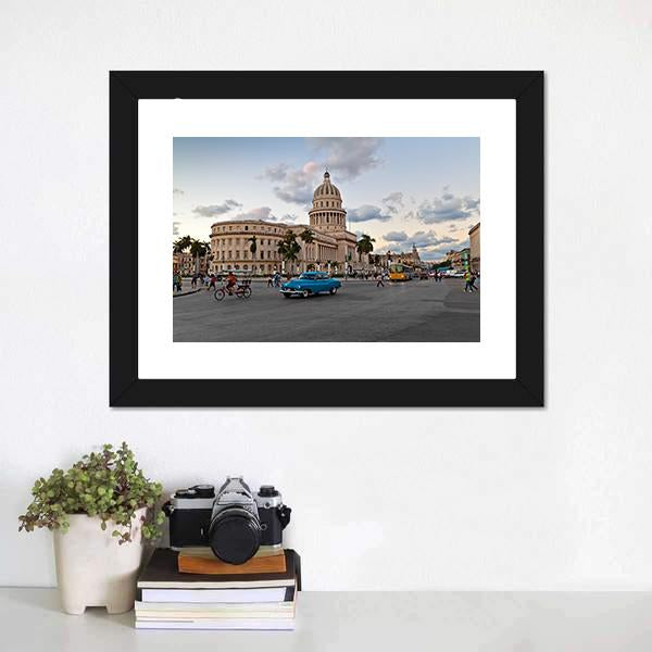 Capitol Building In Havana Canvas Wall Art-1 Piece-Framed Print-20" x 16"-Tiaracle