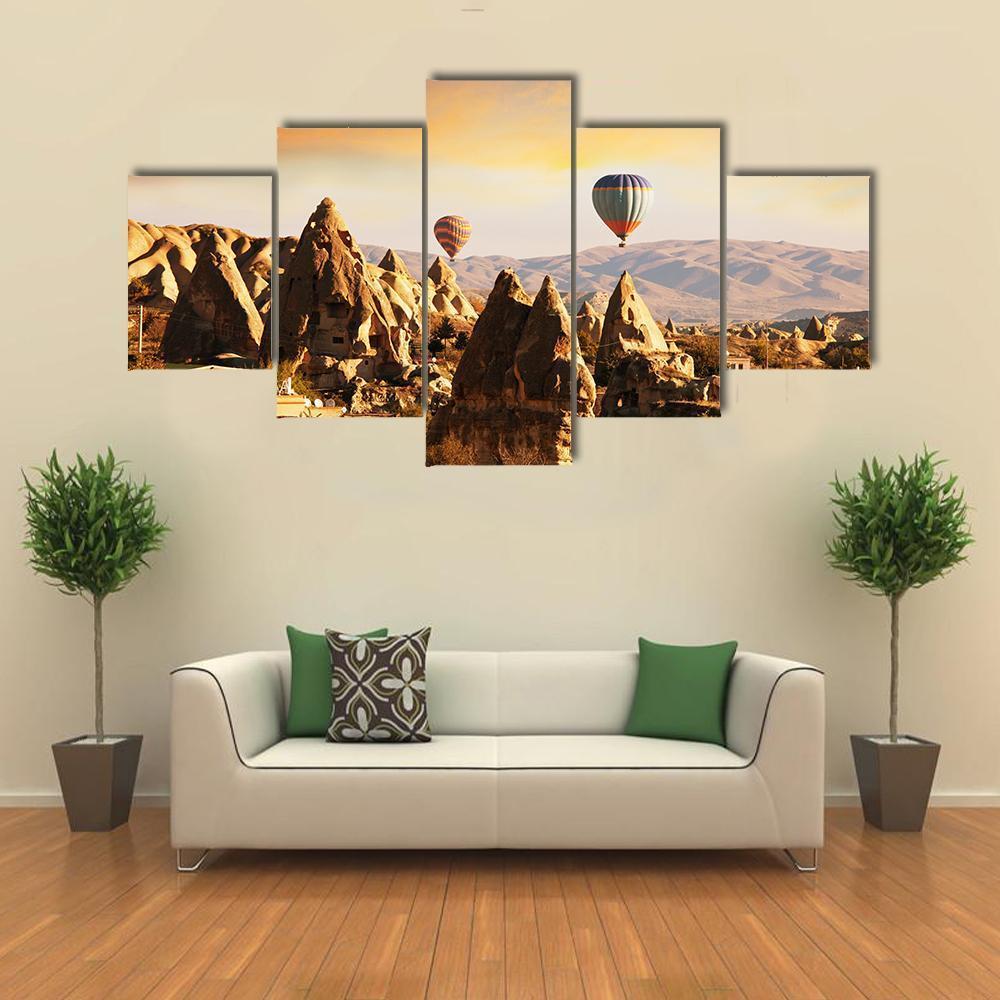 Cappadocia In Turkey Canvas Wall Art-5 Star-Gallery Wrap-62" x 32"-Tiaracle