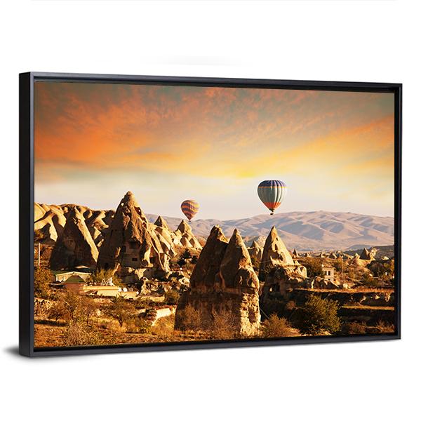 Cappadocia In Turkey Canvas Wall Art-3 Horizontal-Gallery Wrap-25" x 16"-Tiaracle