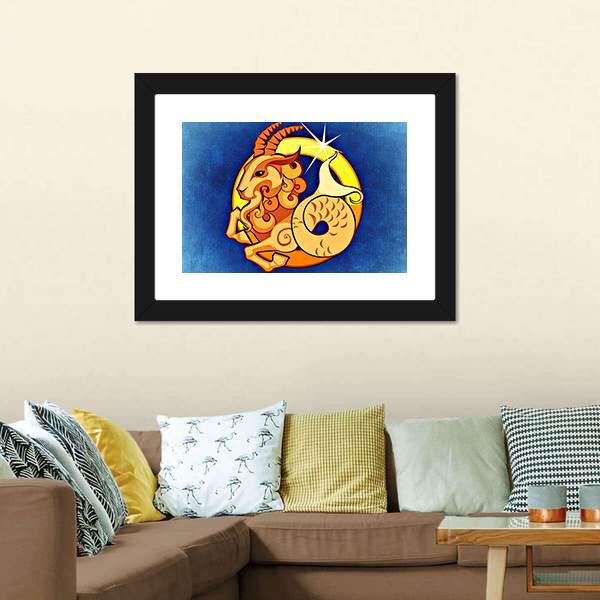 Capricorn Zodiac Sign Canvas Wall Art-5 Horizontal-Gallery Wrap-22" x 12"-Tiaracle