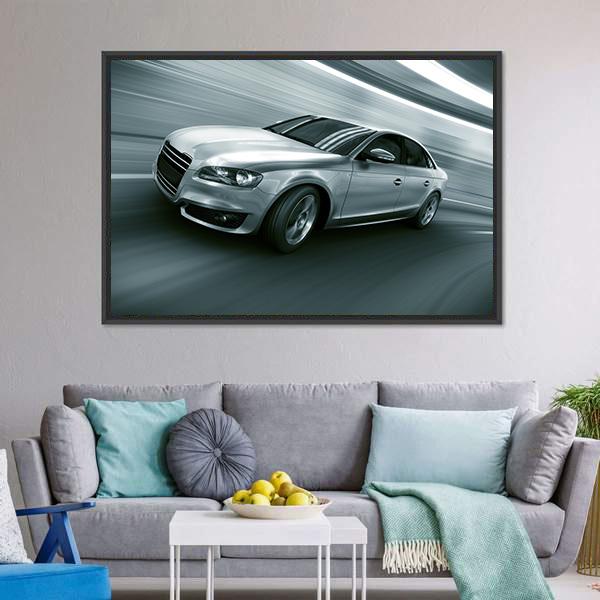 Car With Heavy Motion Canvas Wall Art-1 Piece-Floating Frame-24" x 16"-Tiaracle
