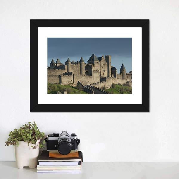 Carcassonne Fortress France Canvas Wall Art-1 Piece-Framed Print-20" x 16"-Tiaracle