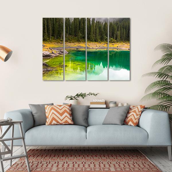 Carezza Lake Canvas Wall Art-4 Horizontal-Gallery Wrap-34" x 24"-Tiaracle