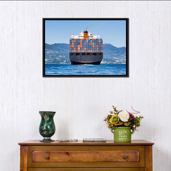Cargo Container Ship Canvas Wall Art-1 Piece-Floating Frame-24" x 16"-Tiaracle