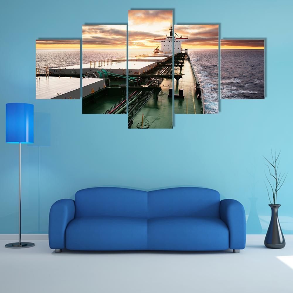 Cargo Ship Underway Viewed From Bow Canvas Wall Art-5 Star-Gallery Wrap-62" x 32"-Tiaracle