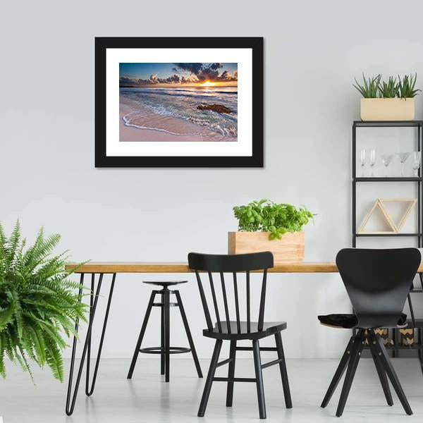 Caribbean Coastline Sunrise Canvas Wall Art-5 Horizontal-Gallery Wrap-22" x 12"-Tiaracle