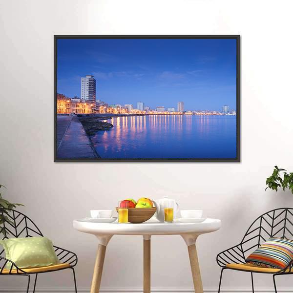 Caribbean Sea In Havana Canvas Wall Art-3 Horizontal-Gallery Wrap-25" x 16"-Tiaracle