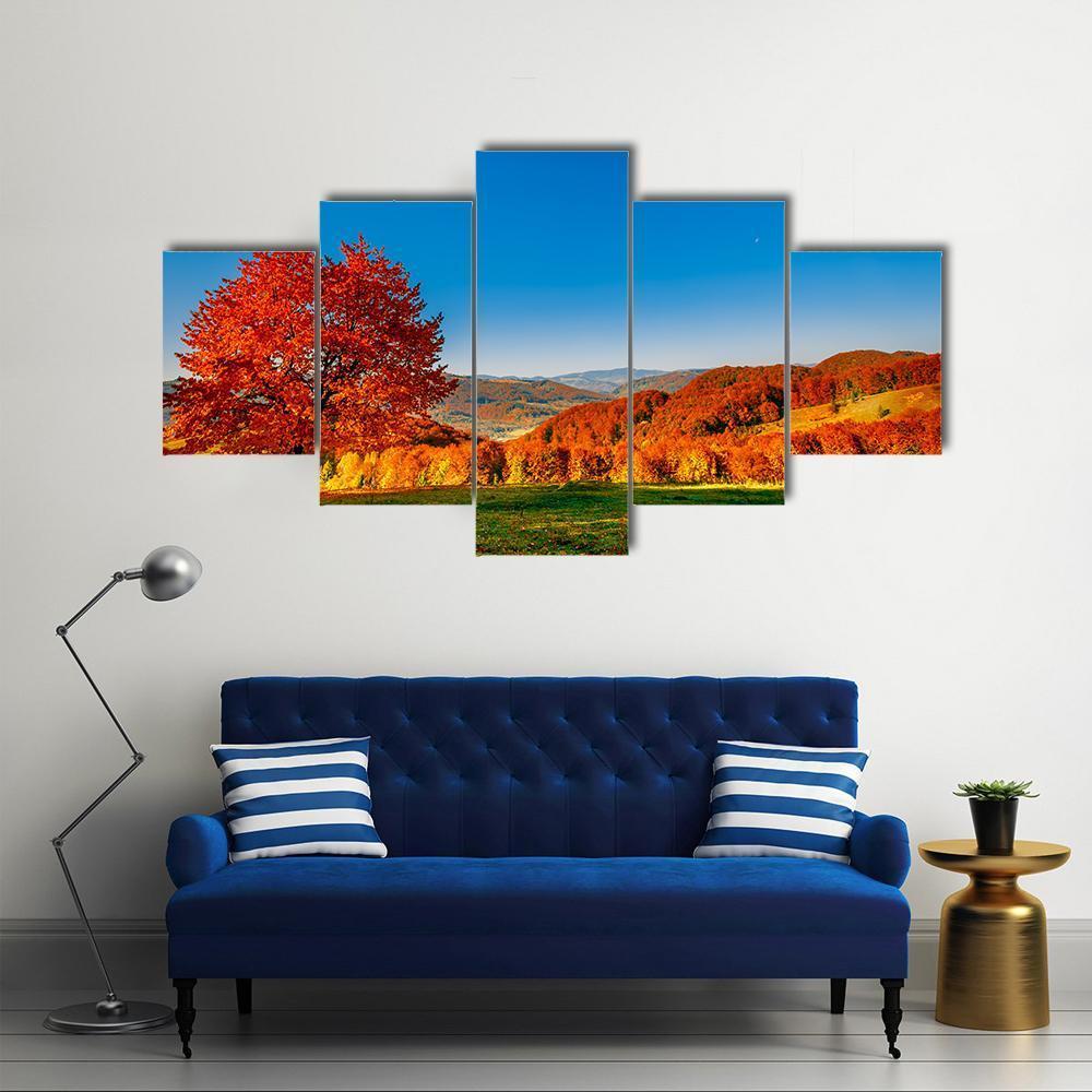 Carpathian Mountains In Autumn Canvas Wall Art-5 Star-Gallery Wrap-62" x 32"-Tiaracle