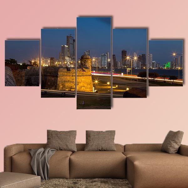 Cartagena's Colonial Wall Canvas Wall Art-5 Star-Gallery Wrap-62" x 32"-Tiaracle