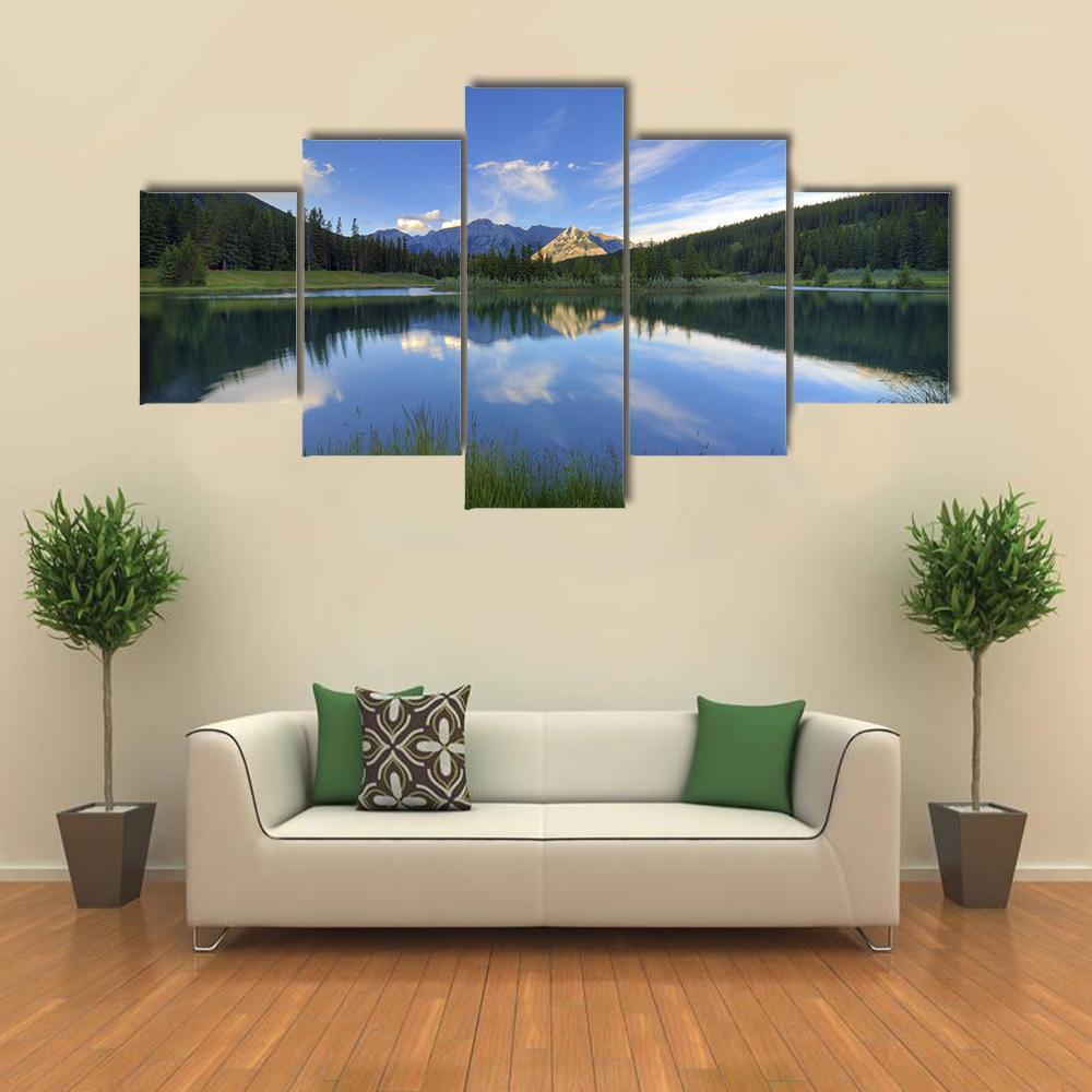 Cascade Ponds Canvas Wall Art-5 Star-Gallery Wrap-62" x 32"-Tiaracle