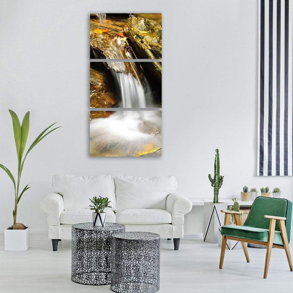 Cascade Waterfall Vertical Canvas Wall Art-3 Vertical-Gallery Wrap-12" x 25"-Tiaracle