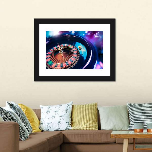 Casino Roulette In Motion Panoramic Canvas Wall Art-1 Piece-36" x 12"-Tiaracle