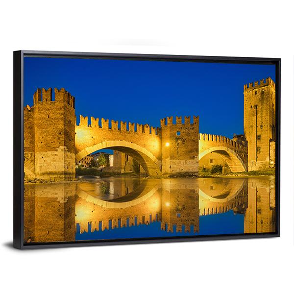 Castelvecchio Bridge Canvas Wall Art-5 Horizontal-Gallery Wrap-22" x 12"-Tiaracle