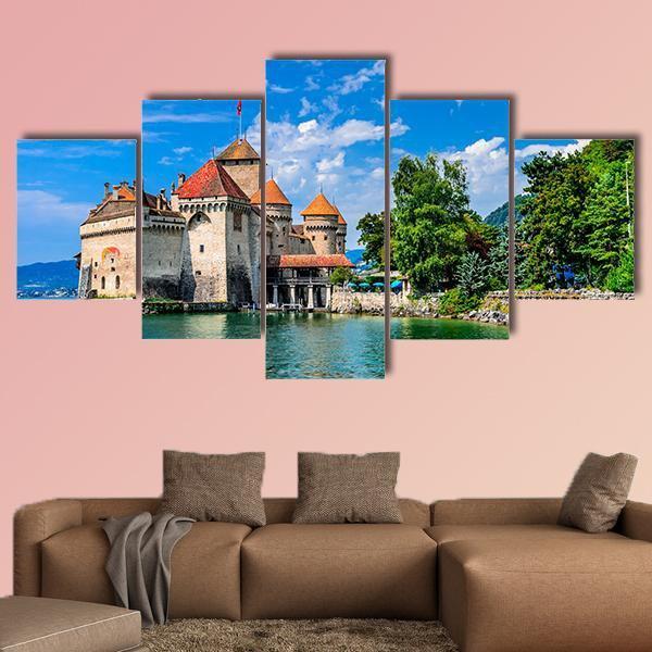 Castle Chillon Canvas Wall Art-5 Star-Gallery Wrap-62" x 32"-Tiaracle
