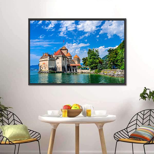 Castle Chillon Canvas Wall Art-3 Horizontal-Gallery Wrap-25" x 16"-Tiaracle