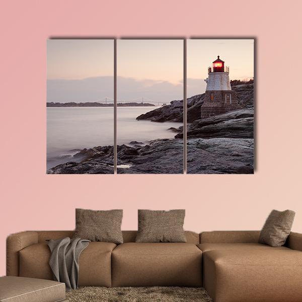 Castle Hill Lighthouse Canvas Wall Art-3 Horizontal-Gallery Wrap-37" x 24"-Tiaracle