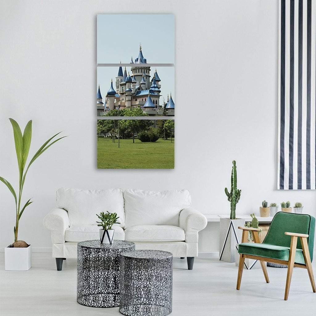 Castle In Summer Landscape Vertical Canvas Wall Art-3 Vertical-Gallery Wrap-12" x 25"-Tiaracle