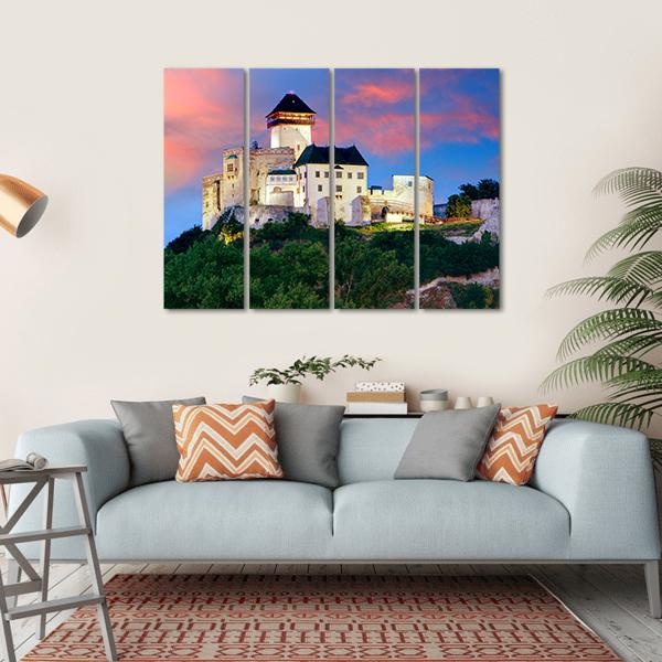 Castle In Trencin Canvas Wall Art-4 Horizontal-Gallery Wrap-34" x 24"-Tiaracle