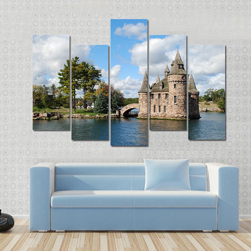 Castle On Heart Island Canvas Wall Art-5 Pop-Gallery Wrap-47" x 32"-Tiaracle