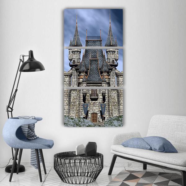 Castle Upon A Rocky Hill Vertical Canvas Wall Art-3 Vertical-Gallery Wrap-12" x 25"-Tiaracle
