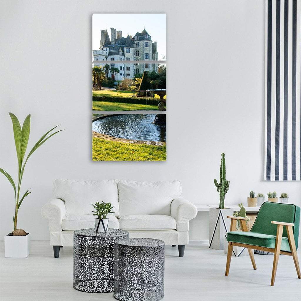 Castle With Park Garden Vertical Canvas Wall Art-3 Vertical-Gallery Wrap-12" x 25"-Tiaracle
