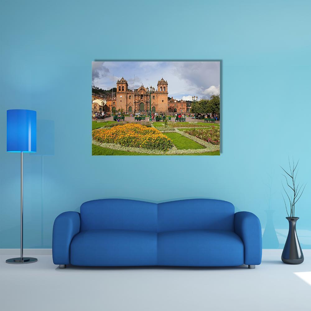 Cathedral Basilica Peru Canvas Wall Art-1 Piece-Gallery Wrap-48" x 32"-Tiaracle
