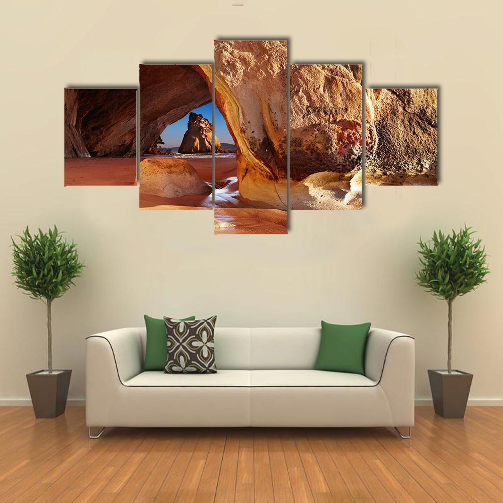 Cathedral Cave New Zealand Canvas Wall Art-5 Star-Gallery Wrap-62" x 32"-Tiaracle