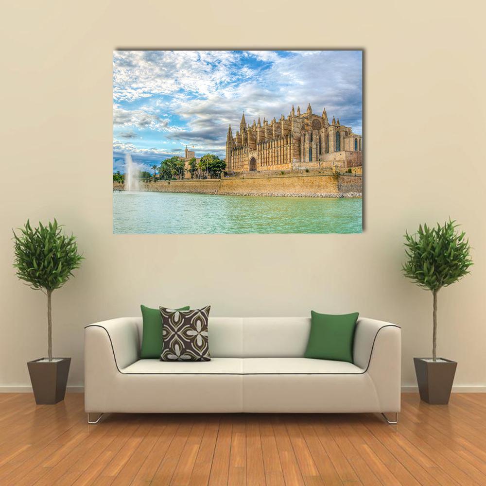Cathedral De Mallorca Canvas Wall Art-1 Piece-Gallery Wrap-36" x 24"-Tiaracle