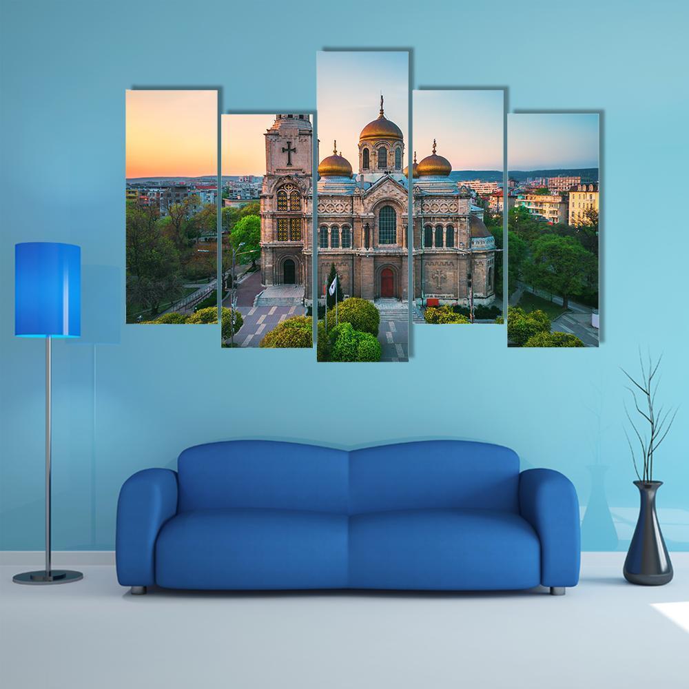 Cathedral In Varna Canvas Wall Art-5 Pop-Gallery Wrap-47" x 32"-Tiaracle