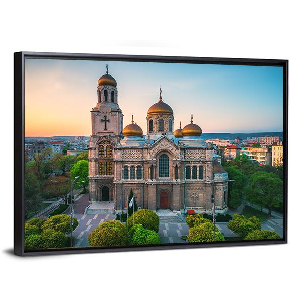 Cathedral In Varna Canvas Wall Art-3 Horizontal-Gallery Wrap-25" x 16"-Tiaracle