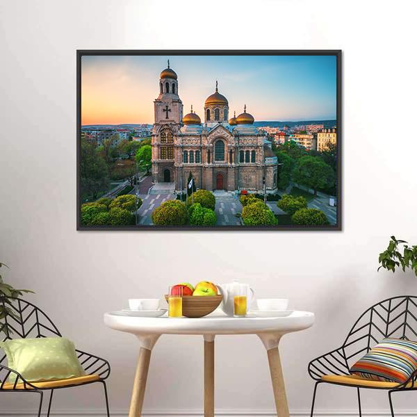 Cathedral In Varna Canvas Wall Art-3 Horizontal-Gallery Wrap-25" x 16"-Tiaracle