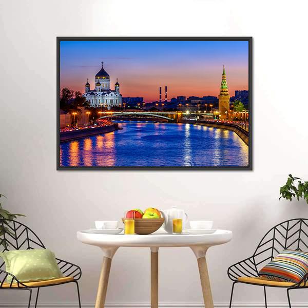 Cathedral Near Moscow River Panoramic Canvas Wall Art-1 Piece-36" x 12"-Tiaracle