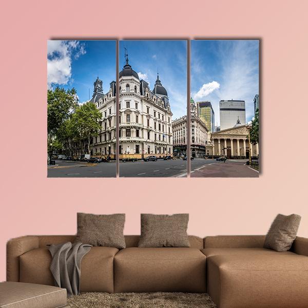Cathedral Near Plaza De Mayo Canvas Wall Art-3 Horizontal-Gallery Wrap-25" x 16"-Tiaracle