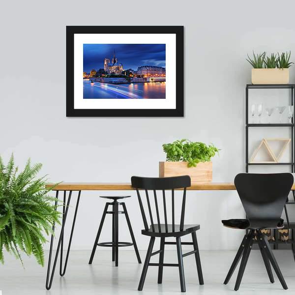 Cathedral Notre Dame De Paris Canvas Wall Art-3 Horizontal-Gallery Wrap-25" x 16"-Tiaracle