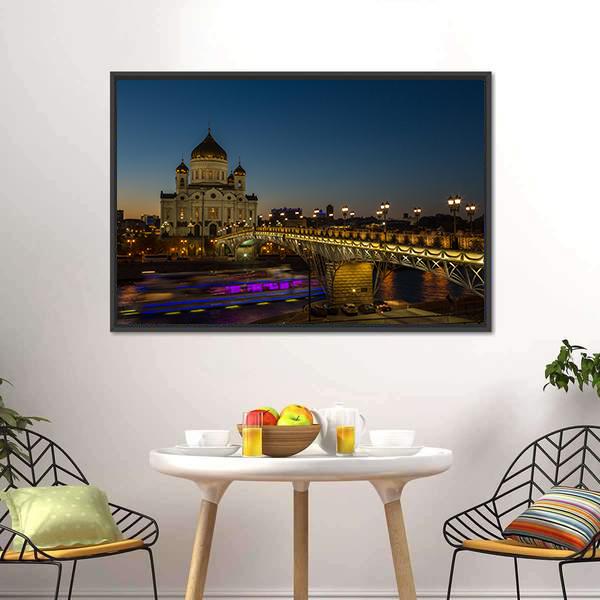 Cathedral Of Christ Moscow Canvas Wall Art-3 Horizontal-Gallery Wrap-25" x 16"-Tiaracle
