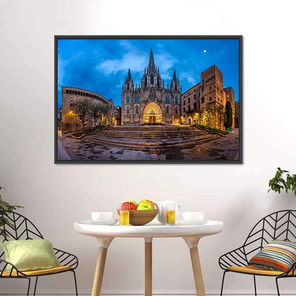 Cathedral Of Saint Eulalia Canvas Wall Art-3 Horizontal-Gallery Wrap-25" x 16"-Tiaracle